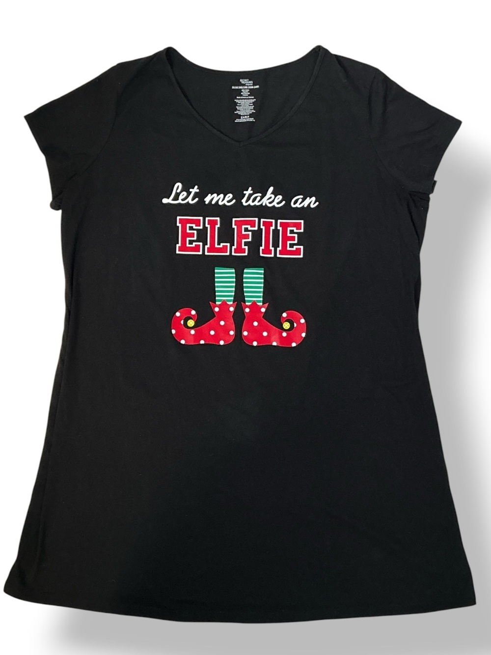 Christmas Sleep Shirt Elf Holiday By Secret Treasures Women Plus Black 2X-3X